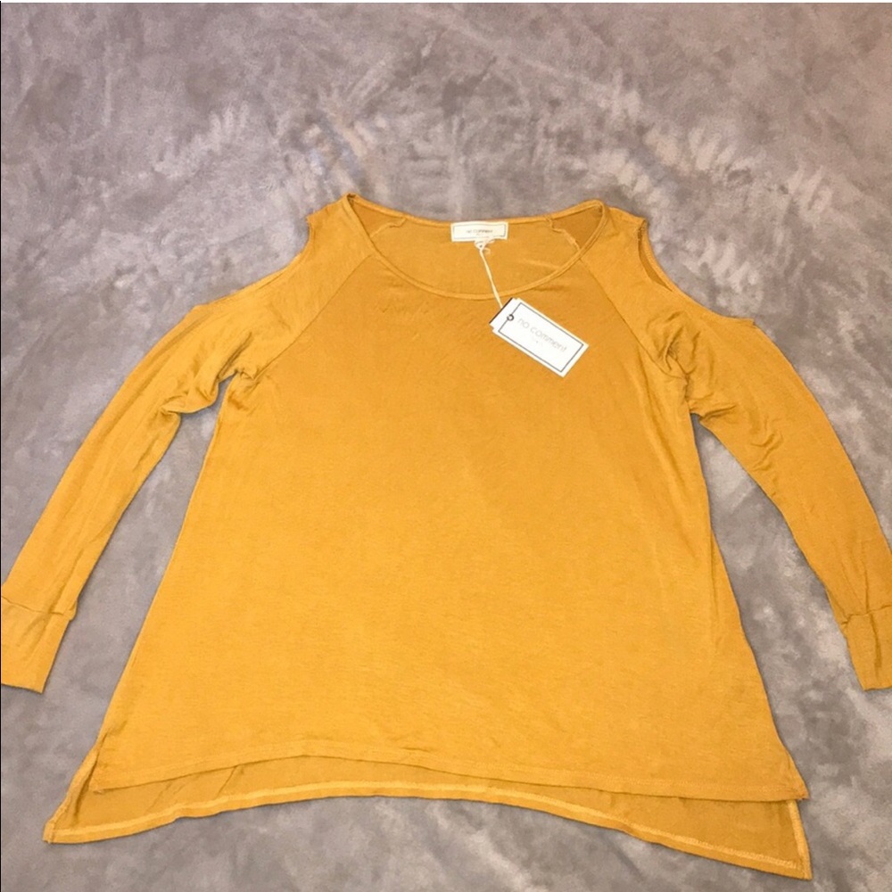 No Comment Cold Shoulder Long Sleeve Top